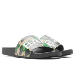 Abc Camo Slide Sandals- Green -Best Shoes Shop A Bathing Ape Abc Camo Slide Sandals Green 001FWJ301010M GRN 06 29 23 Feature VR 5
