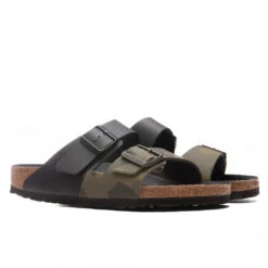 Birkenstock Wide Arizona Split Birko-Flor - Black/Desert Soil Camo Green -Best Shoes Shop Birkenstock Wide Arizona Split Birko Flor Black Desert Soil Camo Green 1021131 02 13 2022 01 2