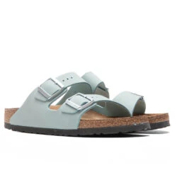 Birkenstock Women's Narrow Arizona Soft Footbed - Faded Aqua -Best Shoes Shop Birkenstock Women s Narrow Arizona Soft Footbed Faded Aqua 1021446 05 08 22 Feature 4