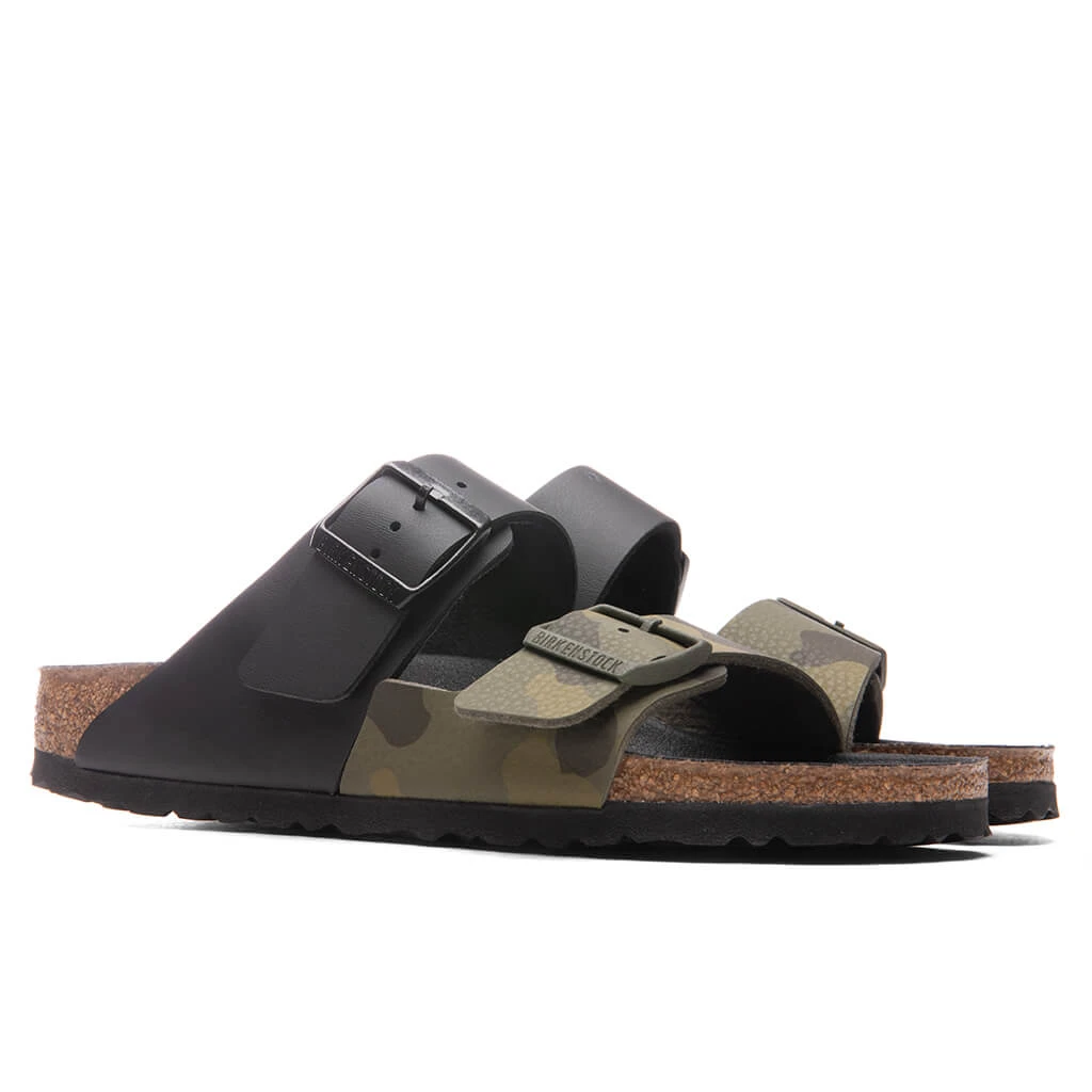 Birkenstock Women's Narrow Arizona Split Birko-Flor - Black/Desert Soil Camo Green 3 Birkenstock Women's Narrow Arizona Split Birko-Flor - Black/Desert Soil Camo Green - Image 3