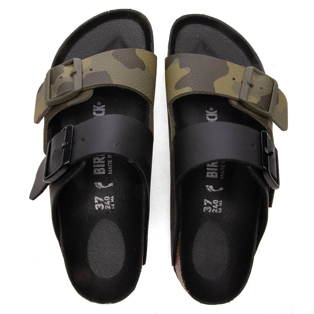 Birkenstock Women's Narrow Arizona Split Birko-Flor - Black/Desert Soil Camo Green 2 Birkenstock Women's Narrow Arizona Split Birko-Flor - Black/Desert Soil Camo Green - Image 2