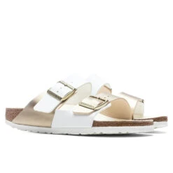 Birkenstock Women's Narrow Arizona Split Birko-Flor - White/Gold 6 Birkenstock Women's Narrow Arizona Split Birko-Flor - White/Gold -Best Shoes Shop Birkenstock Women s Narrow Arizona Split Birko Flor White Gold 1019996 02 11 2022 01 2