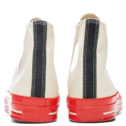 Converse X Comme Des Garcons PLAY All Star Chuck '70 Hi Red Sole - White 7 Converse X Comme Des Garcons PLAY All Star Chuck '70 Hi Red Sole - White -Best Shoes Shop Converse x Comme Des Garcons PLAY All Star Chuck 70 Hi Red Sole White A01794C 06 02 22 Feature JORDAN 4