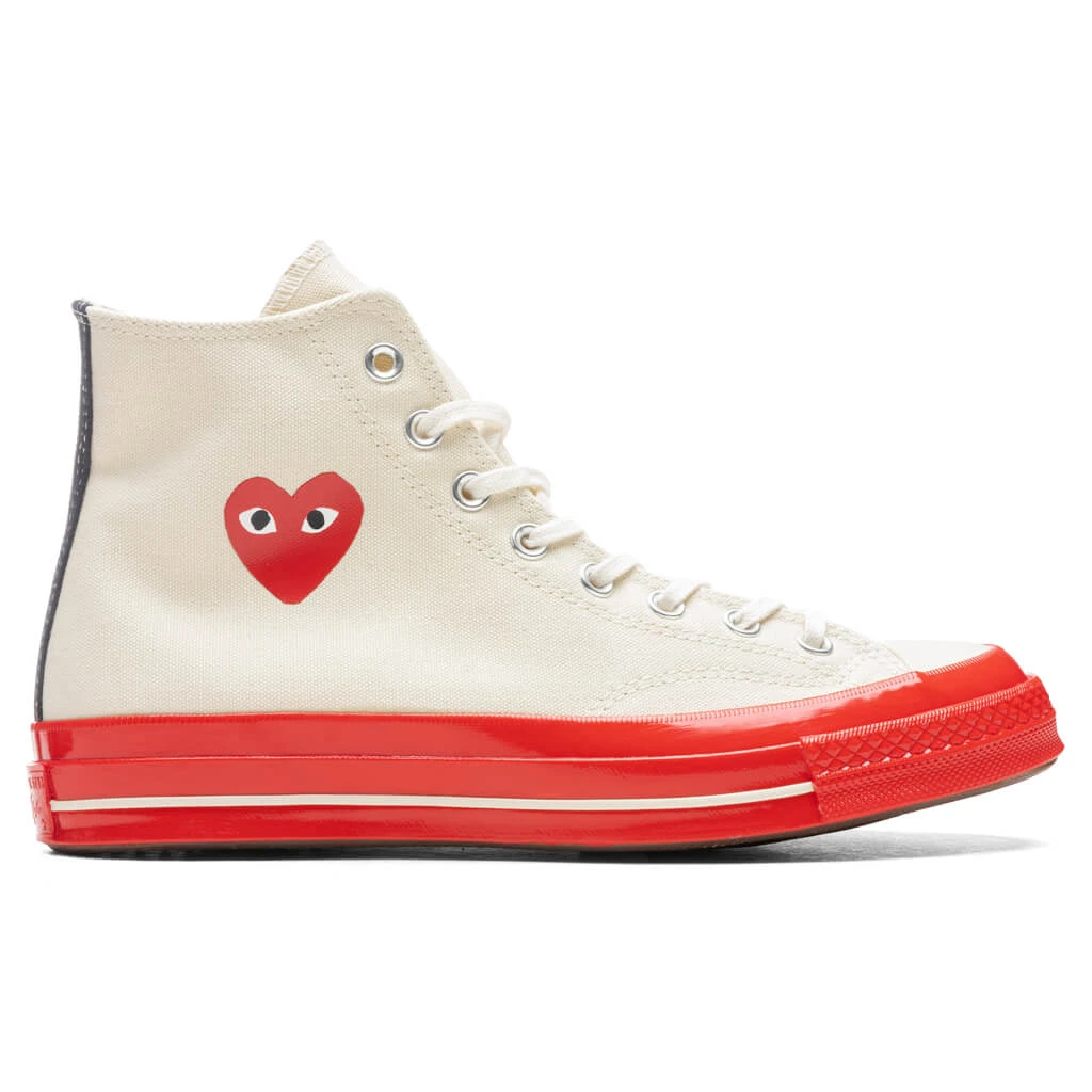 Converse X Comme Des Garcons PLAY All Star Chuck '70 Hi Red Sole - White 1 Converse X Comme Des Garcons PLAY All Star Chuck '70 Hi Red Sole - White