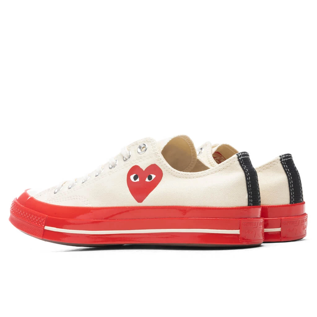 Converse X Comme Des Garcons PLAY All Star Chuck '70 Ox Red Sole - White 3 Converse X Comme Des Garcons PLAY All Star Chuck '70 Ox Red Sole - White - Image 3