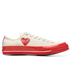 Converse X Comme Des Garcons PLAY All Star Chuck '70 Ox Red Sole - White