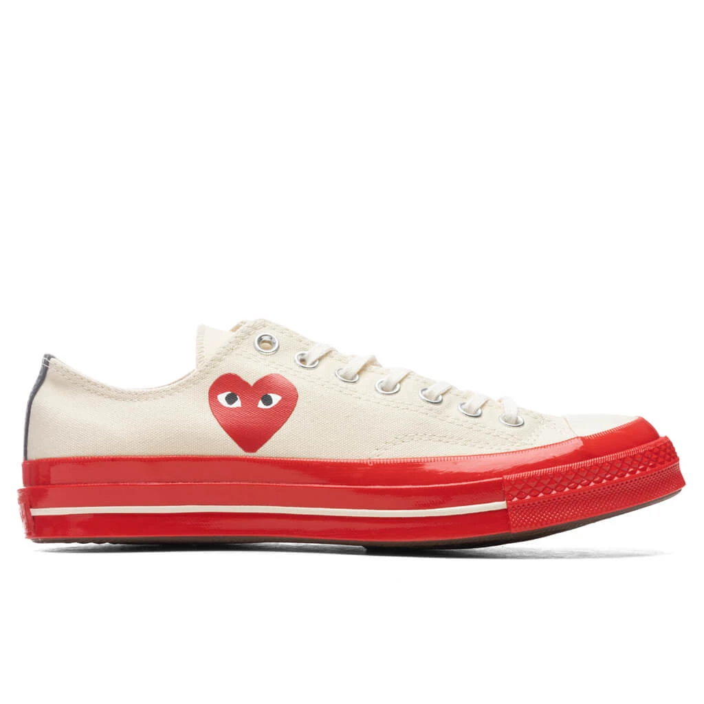 Converse X Comme Des Garcons PLAY All Star Chuck '70 Ox Red Sole - White 1 Converse X Comme Des Garcons PLAY All Star Chuck '70 Ox Red Sole - White