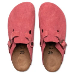 Birkenstock Women's Narrow Boston Suede Embossed - Sienna Red -Best Shoes Shop FootwearPack SquareImagery1024x1024