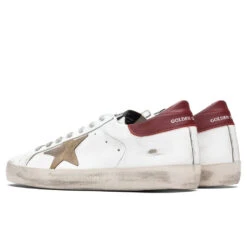 Golden Goose Super-Star Sneakers - White/Cappuccino/Bordeaux -Best Shoes Shop Golden Goose Superstar Leather Upper and Heel Suede Star White Cappuccino Bordeaux GMF00101.F000365.10288 10 28 2020 01 3