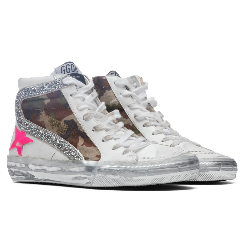 Golden Goose Women's Slide - White/Green Camouflage/Silver 2 Golden Goose Women's Slide - White/Green Camouflage/Silver - Image 2
