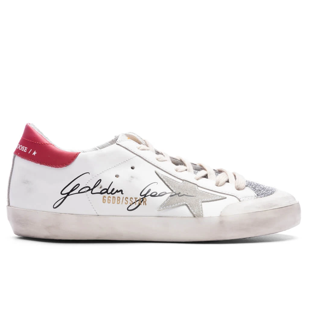 Golden Goose Women's Super-Star Penstar - White/Silver/Red 1 Golden Goose Women's Super-Star Penstar - White/Silver/Red