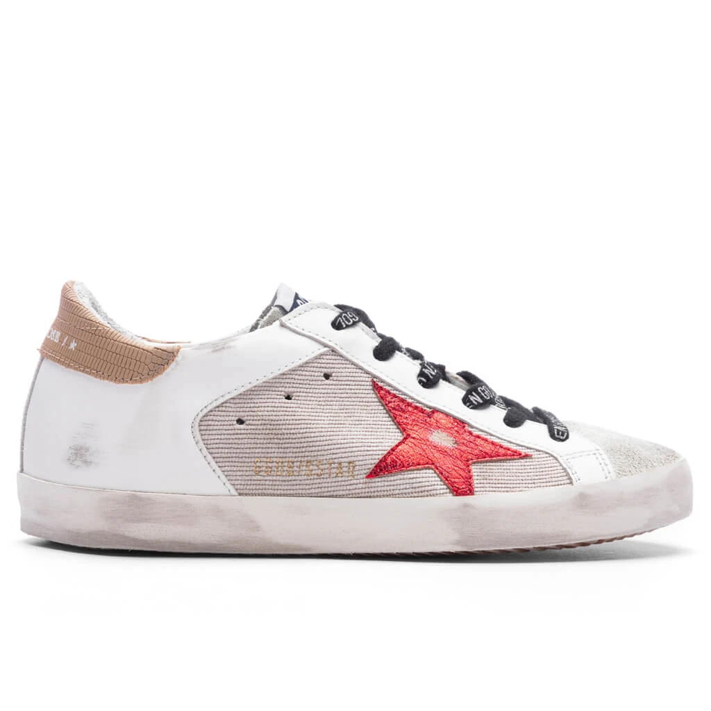 Golden Goose Women's Super-Star - Taupe/Red/Light Brown 1 Golden Goose Women's Super-Star - Taupe/Red/Light Brown