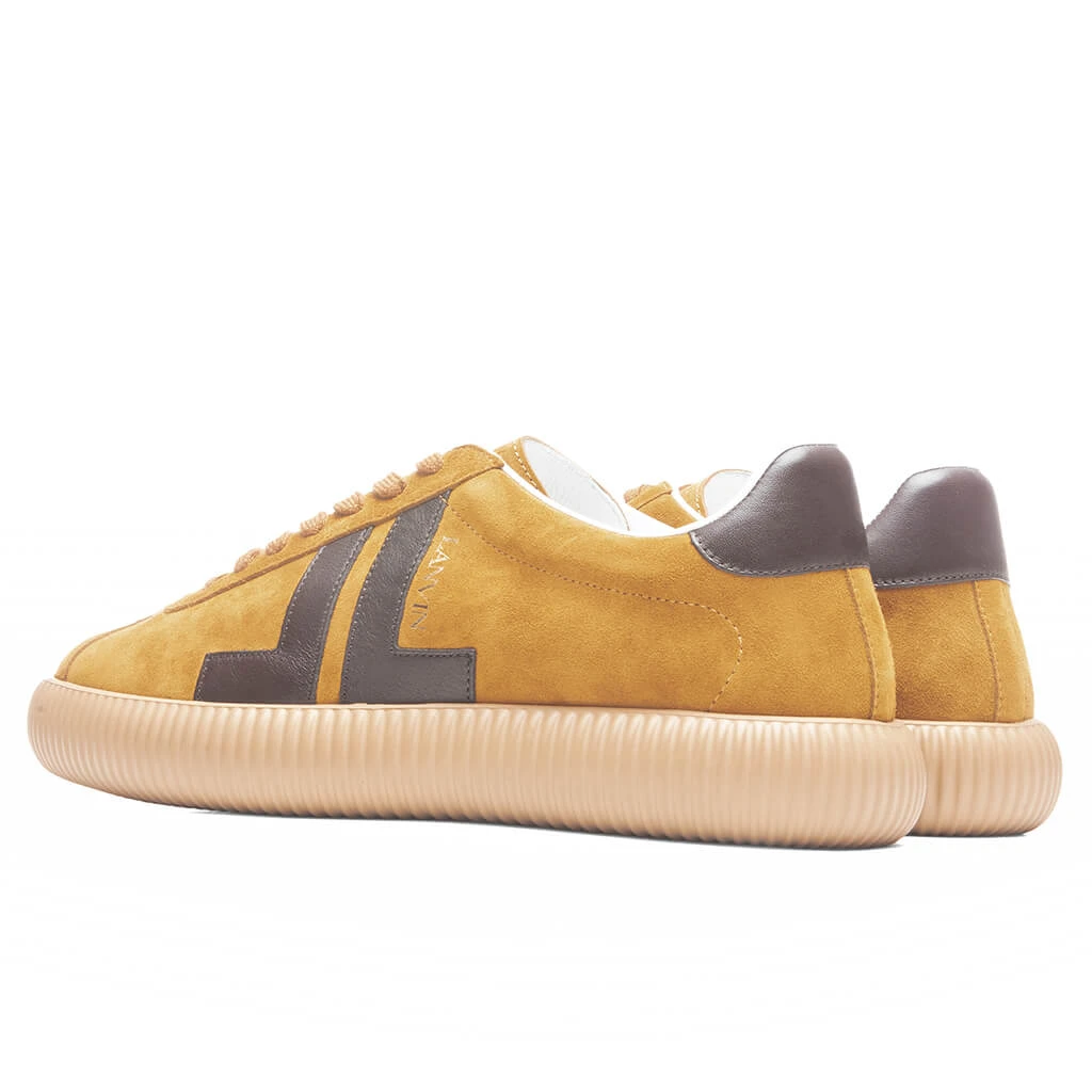 Lanvin Glen Leather & Suede Low Top Sneaker- Mustard 3 Lanvin Glen Leather & Suede Low Top Sneaker- Mustard - Image 3