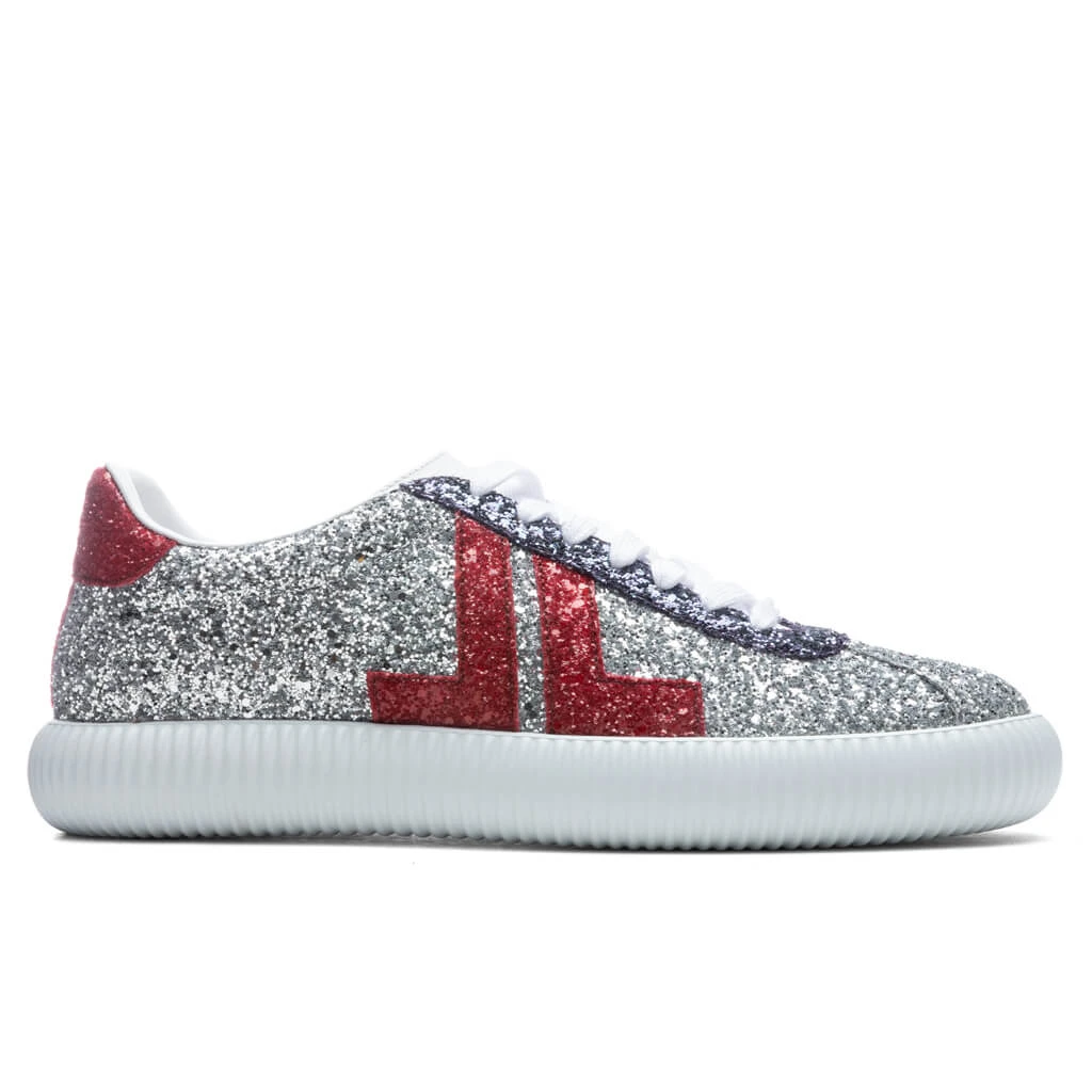 Lanvin Glen Low Top Sneakers - Silver/Red 1 Lanvin Glen Low Top Sneakers - Silver/Red