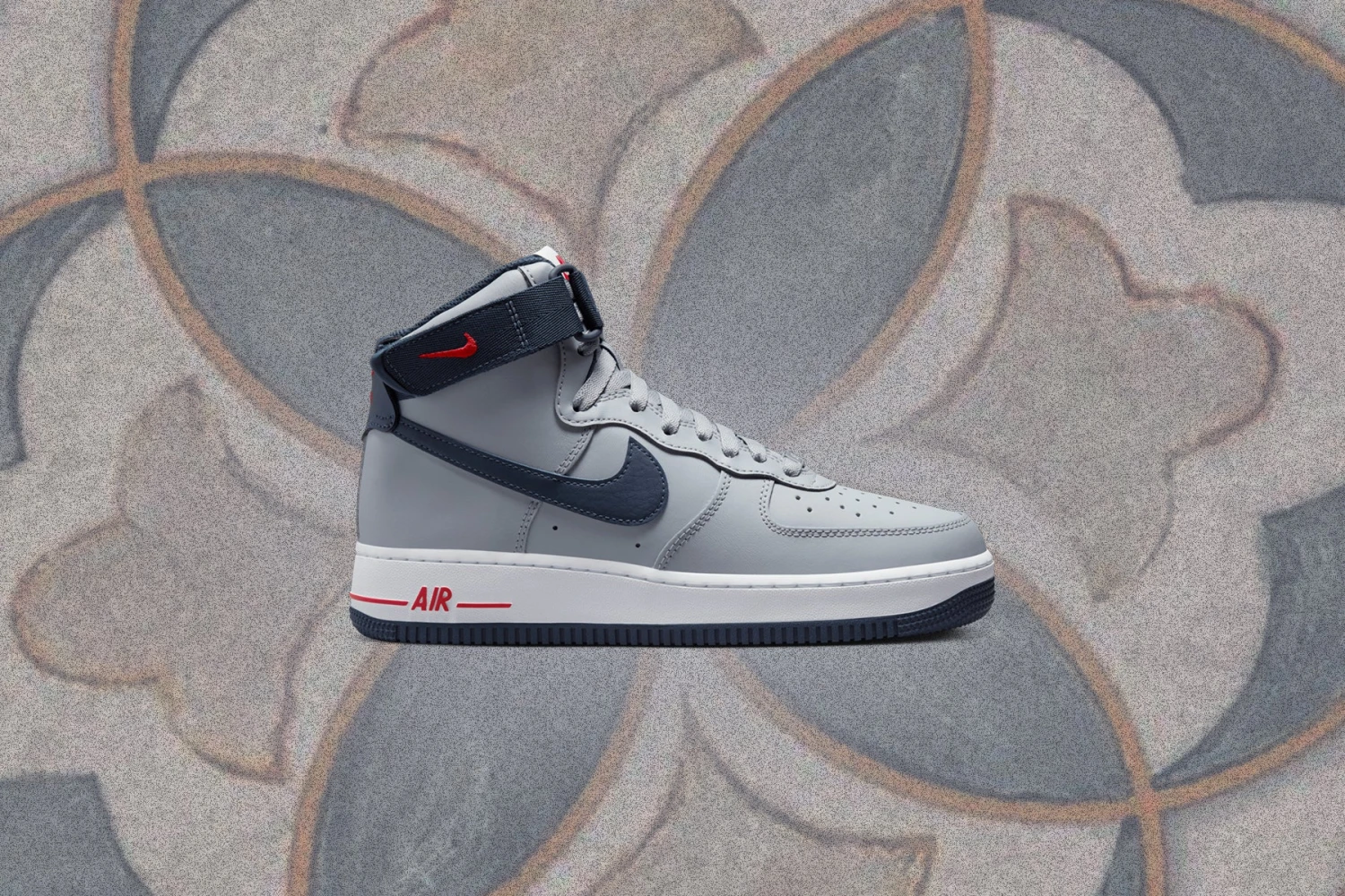 Nike Air Force 1 High Women's 'New England'- Wolf Grey/College Navy/Red 2 Nike Air Force 1 High Women's 'New England'- Wolf Grey/College Navy/Red - Image 2