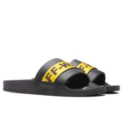 Industrial Pool Slider - Black/Yellow -Best Shoes Shop Off White c o Virgil Abloh Industrial Pool Slider Black Yellow OMIC001C99MAT0011018 01 22 2022 01 2