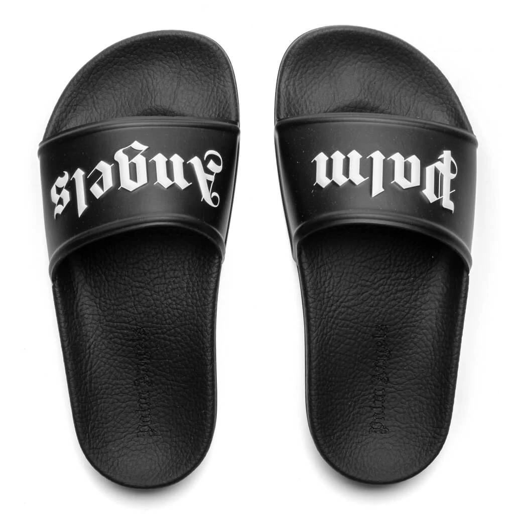 Palm Angels Kid's Pool Slider - Black/White 2 Palm Angels Kid's Pool Slider - Black/White - Image 2