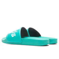 Palm Angels Pool Slider - Green/White -Best Shoes Shop Palm Angels Pool Slider Green White PMIC001S22PLA0015501 05 12 22 Feature