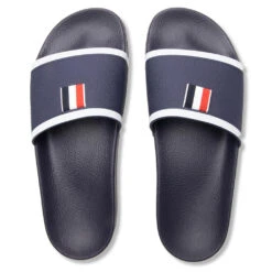 Rubber Pool Slide - Navy -Best Shoes Shop Thom Browne Rubber Pool Slide Navy MFL054A 05690 415 04 03 22 Feature 6