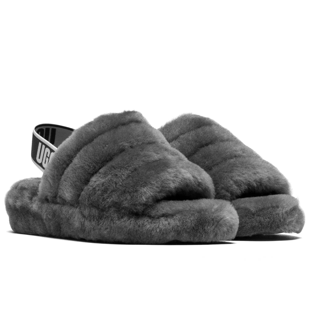Ugg Women's Fluff Yeah Slide - Charcoal 2 Ugg Women's Fluff Yeah Slide - Charcoal - Image 2