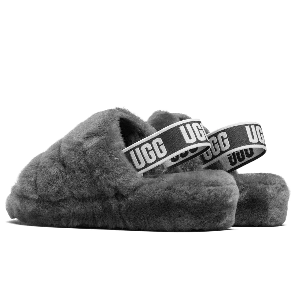 Ugg Women's Fluff Yeah Slide - Charcoal 3 Ugg Women's Fluff Yeah Slide - Charcoal - Image 3
