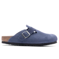 Birkenstock Wide Boston Suede Embossed - Indigo Blue