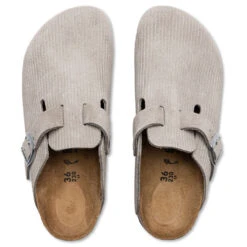 Birkenstock Wide Boston Suede Embossed - Corduroy Stone Coin -Best Shoes Shop Wide Boston Suede Corduroy Stone Coin 1026210 08 06 23 Feature VR 6