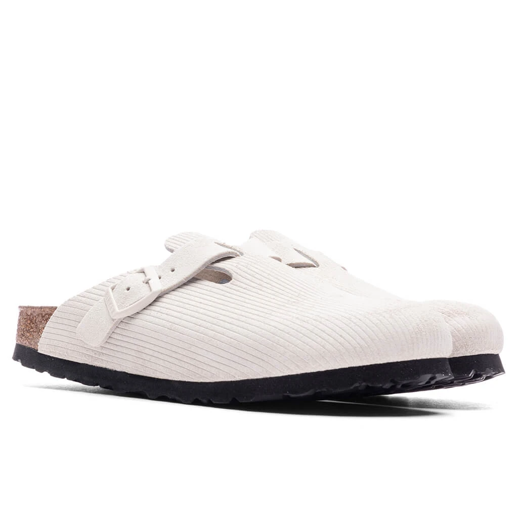 Birkenstock Women's Narrow Boston Suede Embossed - Corduroy Antique White 2 Birkenstock Women's Narrow Boston Suede Embossed - Corduroy Antique White - Image 2