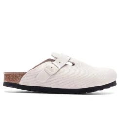 Birkenstock Women's Narrow Boston Suede Embossed - Corduroy Antique White
