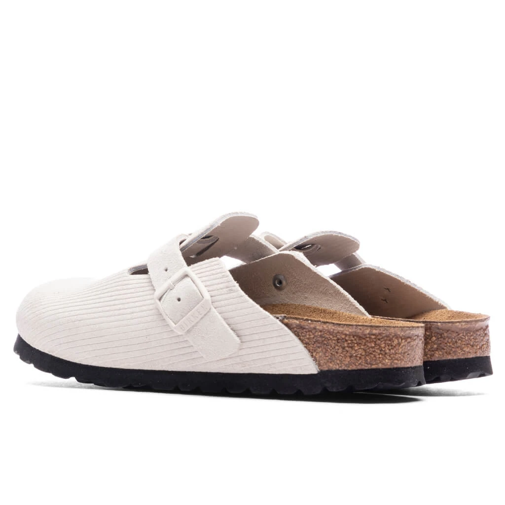 Birkenstock Women's Narrow Boston Suede Embossed - Corduroy Antique White 3 Birkenstock Women's Narrow Boston Suede Embossed - Corduroy Antique White - Image 3