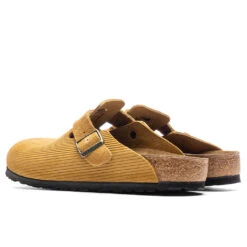 Birkenstock Women's Narrow Boston Suede Embossed - Cork Brown -Best Shoes Shop Women s Narrow Boston Suede Corduroy Cork Brown 1026183 08 06 23 Feature VR 5