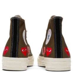 Converse X Comme Des Garcons PLAY All Star Chuck '70 Hi "Multi Heart" - Khaki 7 Converse X Comme Des Garcons PLAY All Star Chuck '70 Hi "Multi Heart" - Khaki -Best Shoes Shop converse x comme des garcons play all star chuck 70 hi multi heart khaki 4