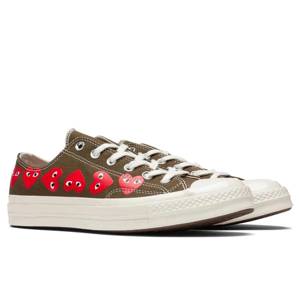 Converse X Comme Des Garcons PLAY All Star Chuck '70 Ox "Multi Heart" - Khaki 2 Converse X Comme Des Garcons PLAY All Star Chuck '70 Ox "Multi Heart" - Khaki - Image 2