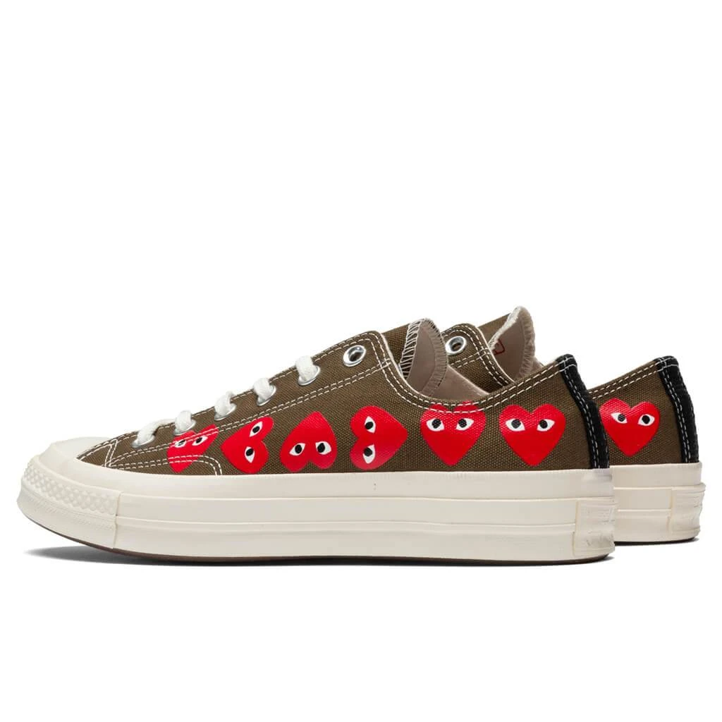Converse X Comme Des Garcons PLAY All Star Chuck '70 Ox "Multi Heart" - Khaki 3 Converse X Comme Des Garcons PLAY All Star Chuck '70 Ox "Multi Heart" - Khaki - Image 3