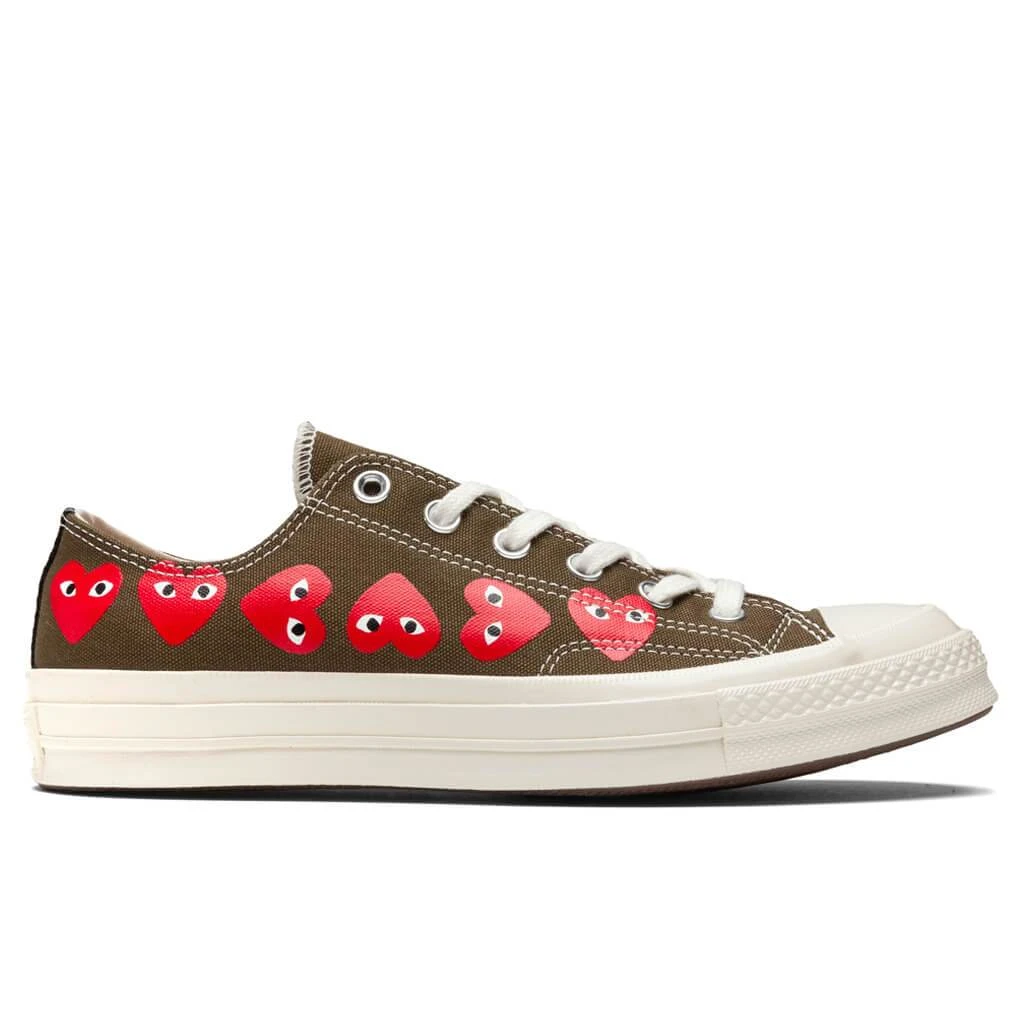 Converse X Comme Des Garcons PLAY All Star Chuck '70 Ox "Multi Heart" - Khaki 1 Converse X Comme Des Garcons PLAY All Star Chuck '70 Ox "Multi Heart" - Khaki