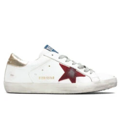 Golden Goose Super-Star Sneakers - White/Dark Red/Platinum
