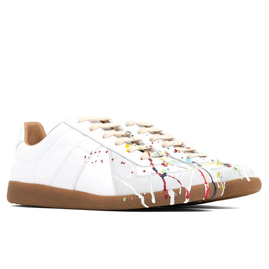 Maison Margiela Replica Low Top Suede Paint Drop - White/Multi 2 Maison Margiela Replica Low Top Suede Paint Drop - White/Multi - Image 2